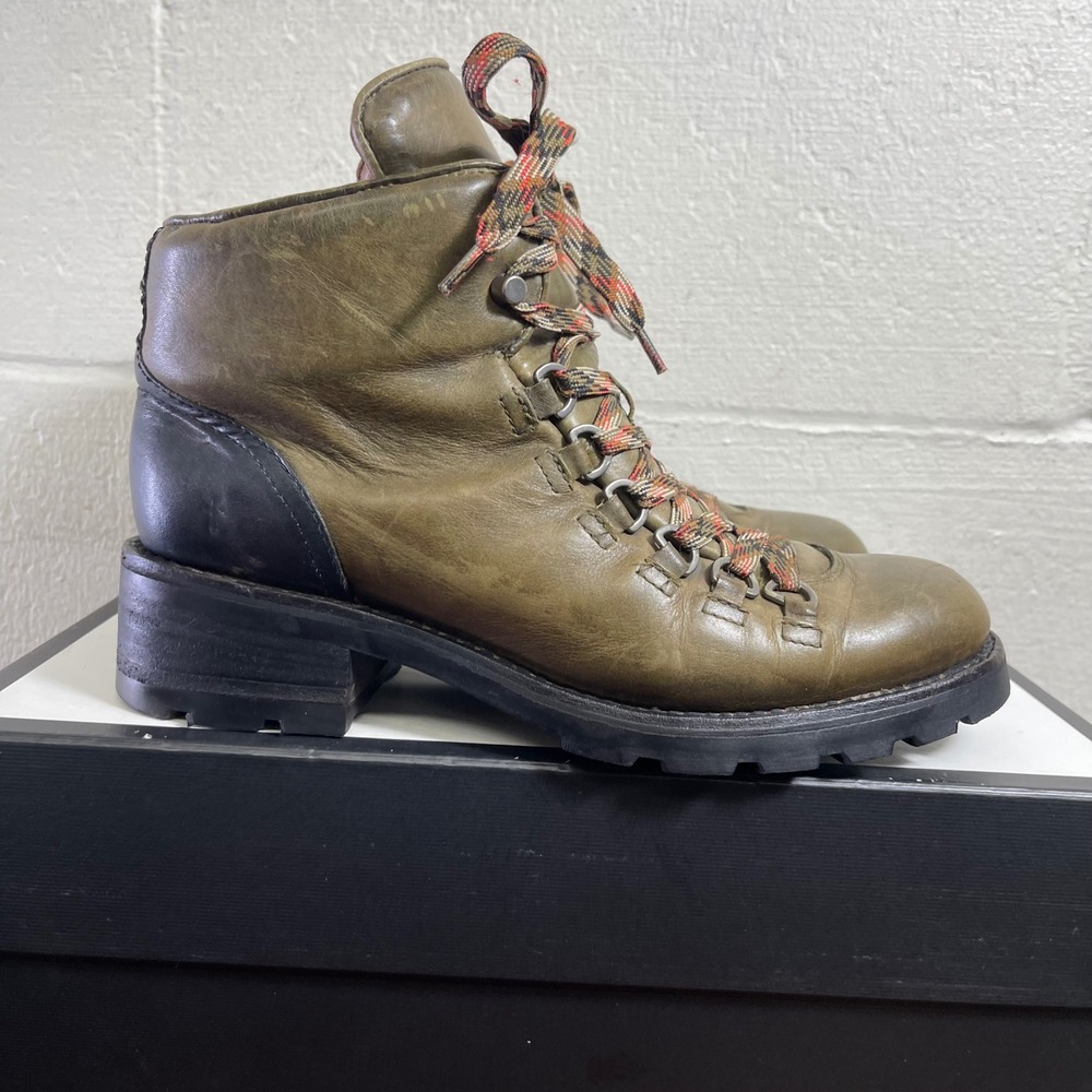 Frye‎ Samantha Mountain Hiking Boots Hunter Moss Green Lace Up Women's Size 9 B